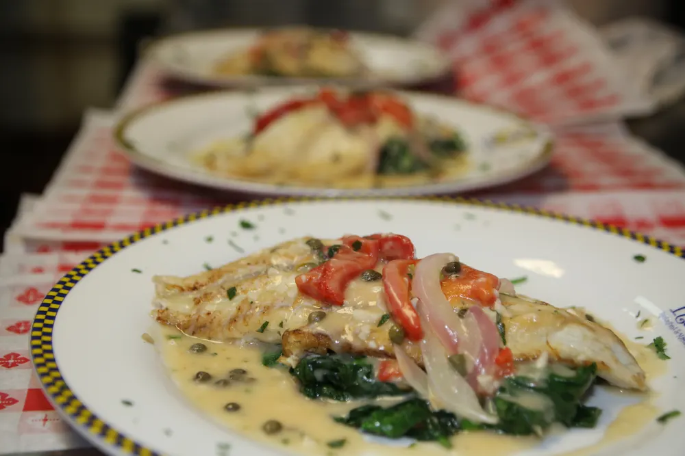 Chicken in cream sauce with spinach and peppers